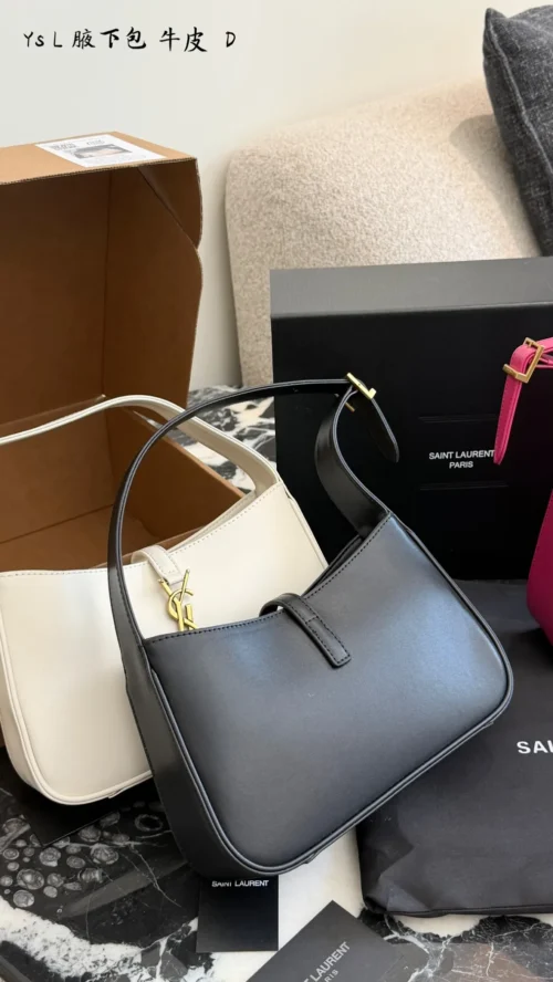 YSL Black Leather Hobo Bag